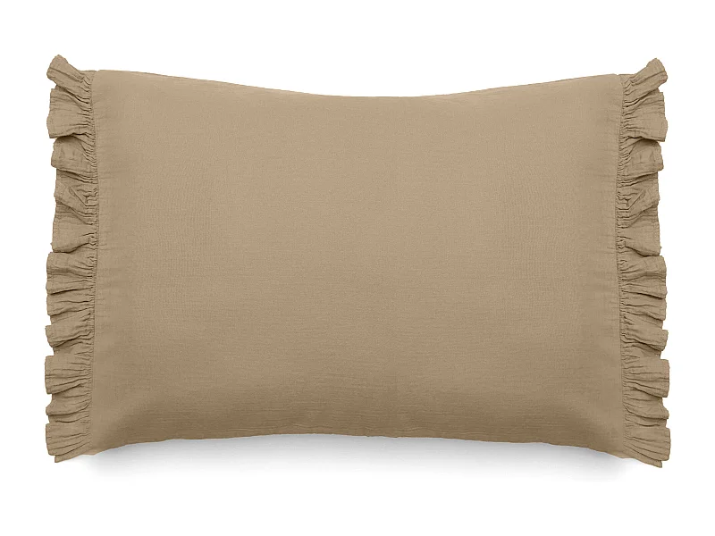 Housse de coussin en mousseline de coton 40x60 cm + 5 cm ELZA marron camel
