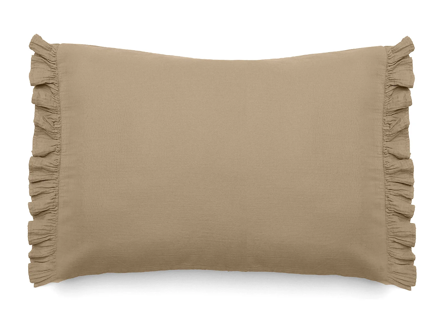 Housse de coussin en mousseline de coton 40x60 cm + 5 cm ELZA marron camel