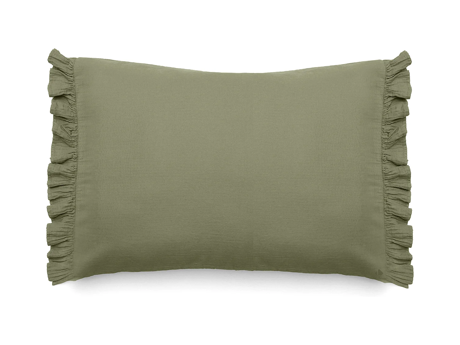 Housse de coussin en mousseline de coton 55x80 cm cm + 5 cm ELZA vert mousse