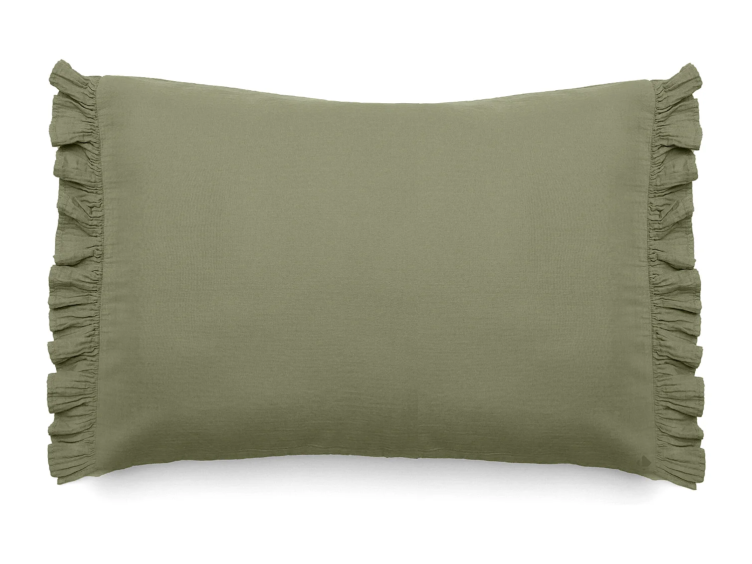 Housse de coussin en mousseline de coton 55x80 cm cm + 5 cm ELZA vert mousse