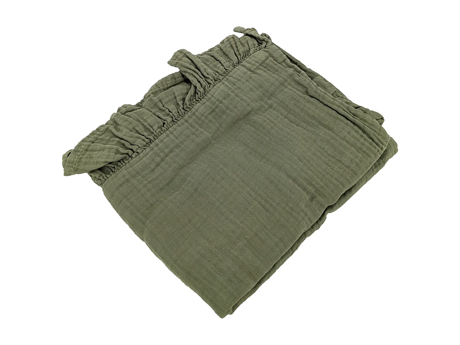 Housse de coussin en mousseline de coton 55x80 cm cm + 5 cm ELZA vert mousse