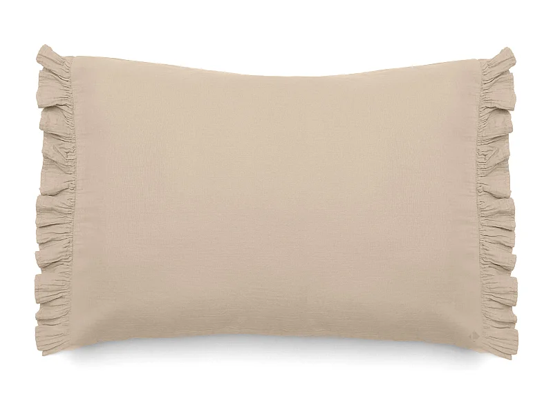 Housse de coussin en mousseline de coton 55x80 cm cm + 5 cm ELZA beige ficelle