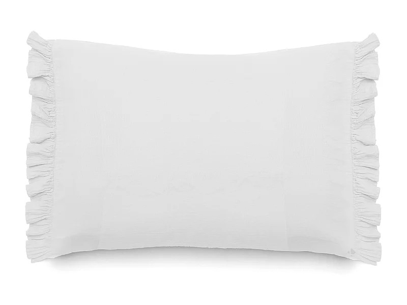 Housse de coussin en mousseline de coton 40x60 cm cm + 5 cm ELZA blanc neige