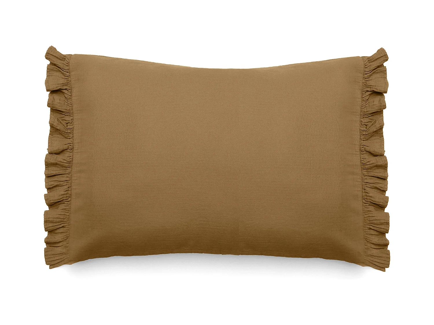 Housse de coussin en mousseline de coton 55x80 cm cm + 5 cm ELZA marron foin