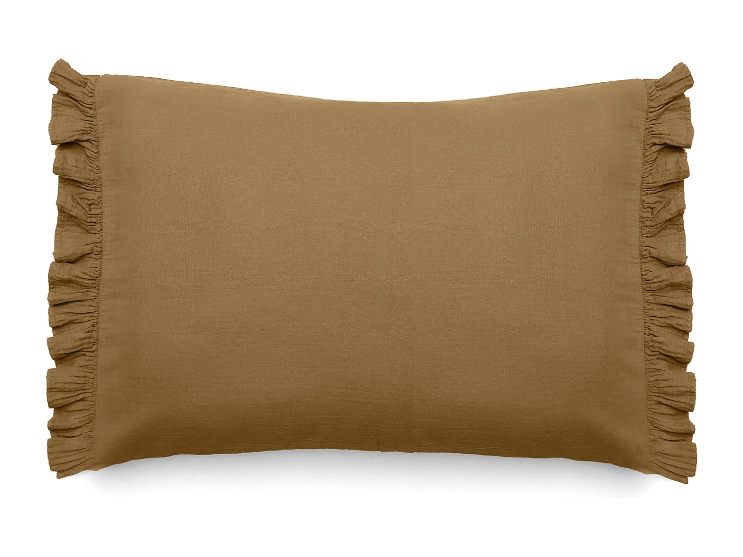 Housse de coussin en mousseline de coton 55x80 cm cm + 5 cm ELZA marron foin