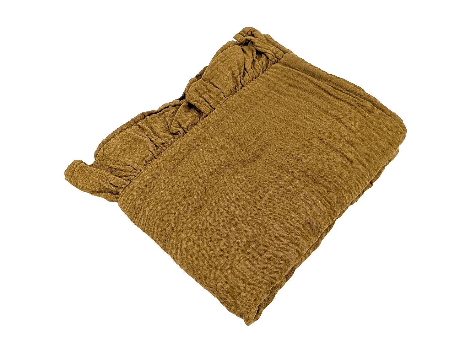 Housse de coussin en mousseline de coton 55x80 cm cm + 5 cm ELZA marron foin