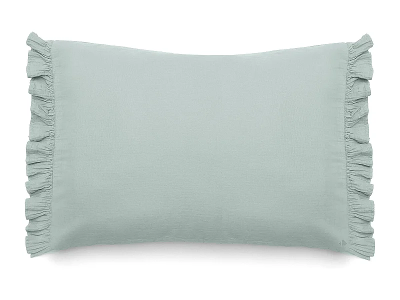 Housse de coussin en mousseline de coton 55x80 cm cm + 5 cm ELZA gris lichen