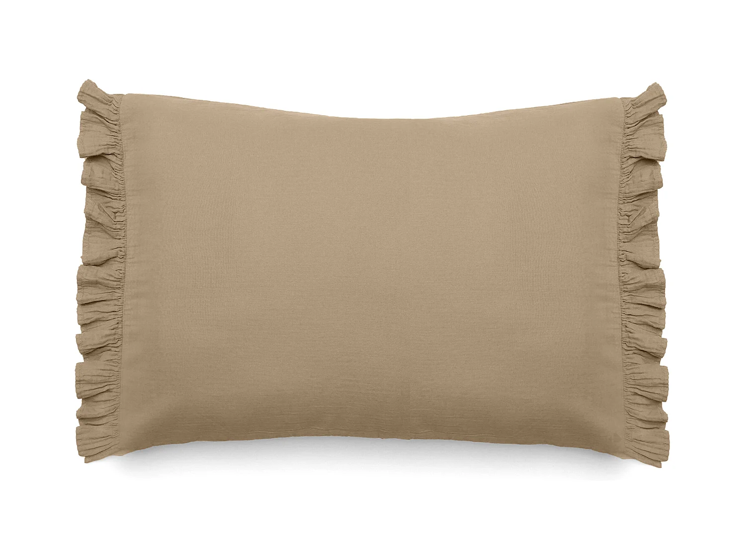 Housse de coussin en mousseline de coton 55x80 cm cm + 5 cm ELZA marron camel