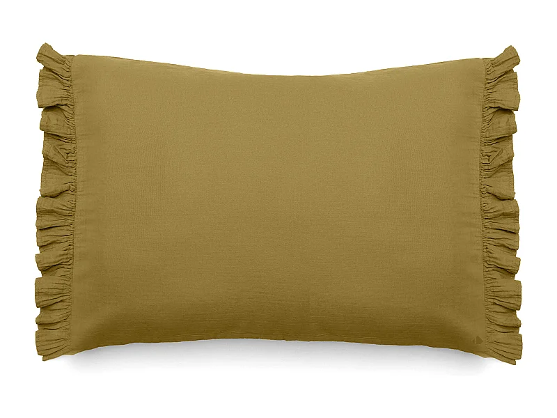 Housse de coussin en mousseline de coton 40x60 cm cm + 5 cm ELZA jaune jasmin
