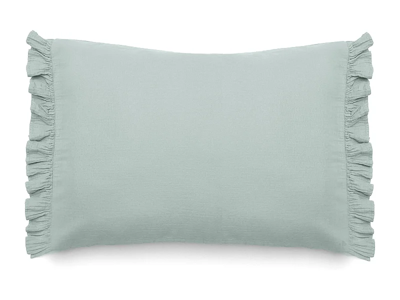 Housse de coussin en mousseline de coton 40x60 cm cm + 5 cm ELZA gris lichen