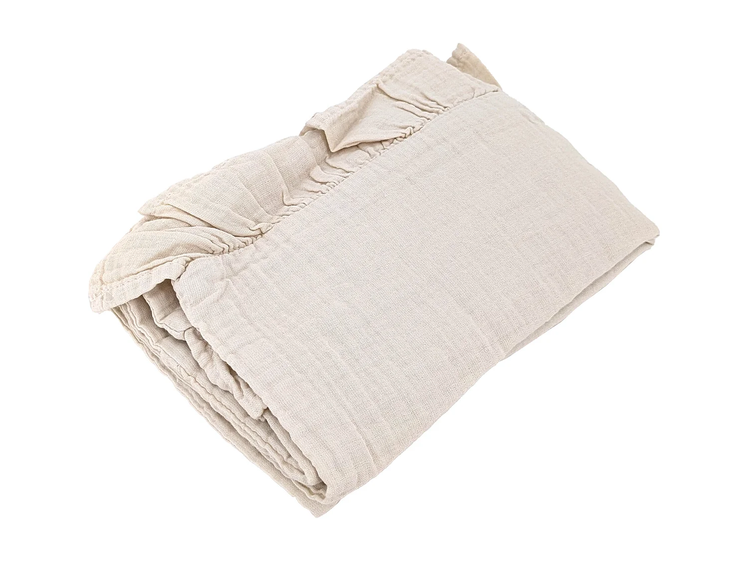 Housse de coussin en mousseline de coton 40x60 cm cm + 5 cm ELZA beige ficelle