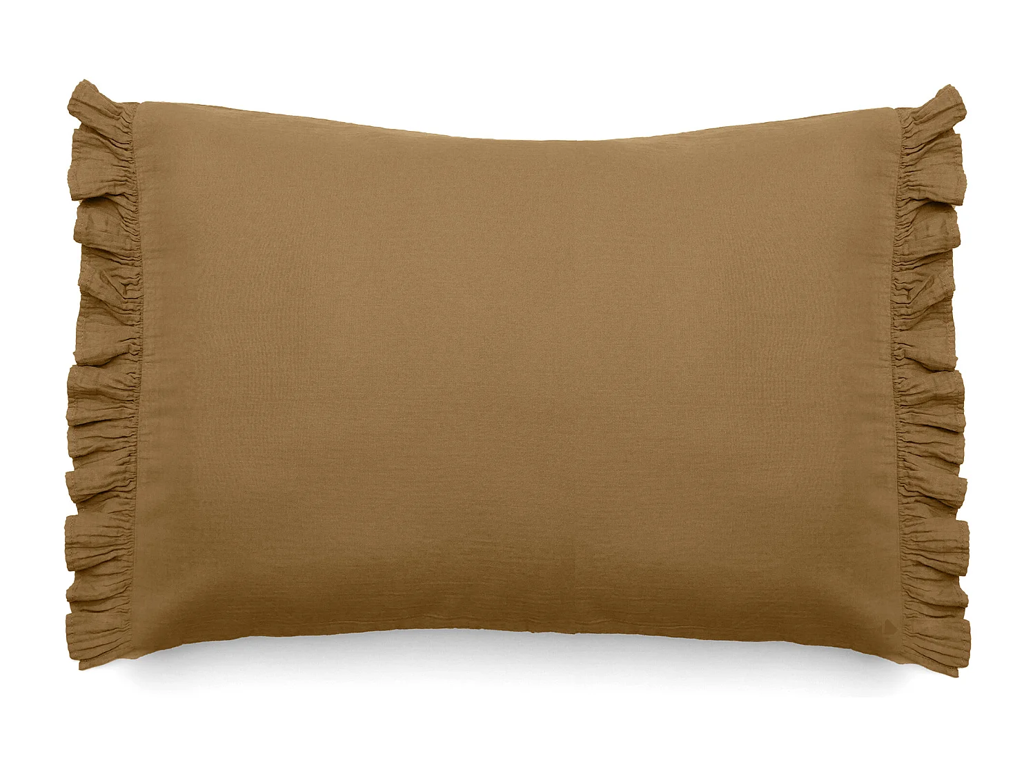 Housse de coussin en mousseline de coton 40x60 cm cm + 5 cm ELZA marron foin