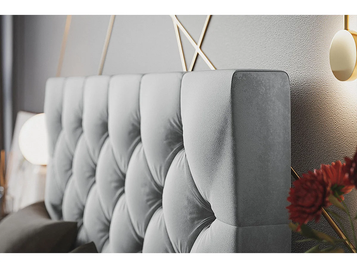 Emporius Lit double 160 x 200 Molly - Lit avec Rangment, Lit adulte Vert (Amor Velvet 4311)