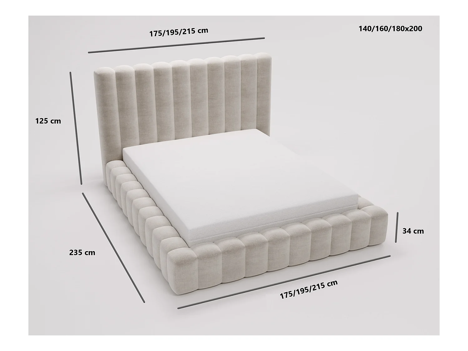 Emporius Lit double 180 x 200 Elise - Lit capitonné avec cadre, Rangement, Vert (Ikoo 13)