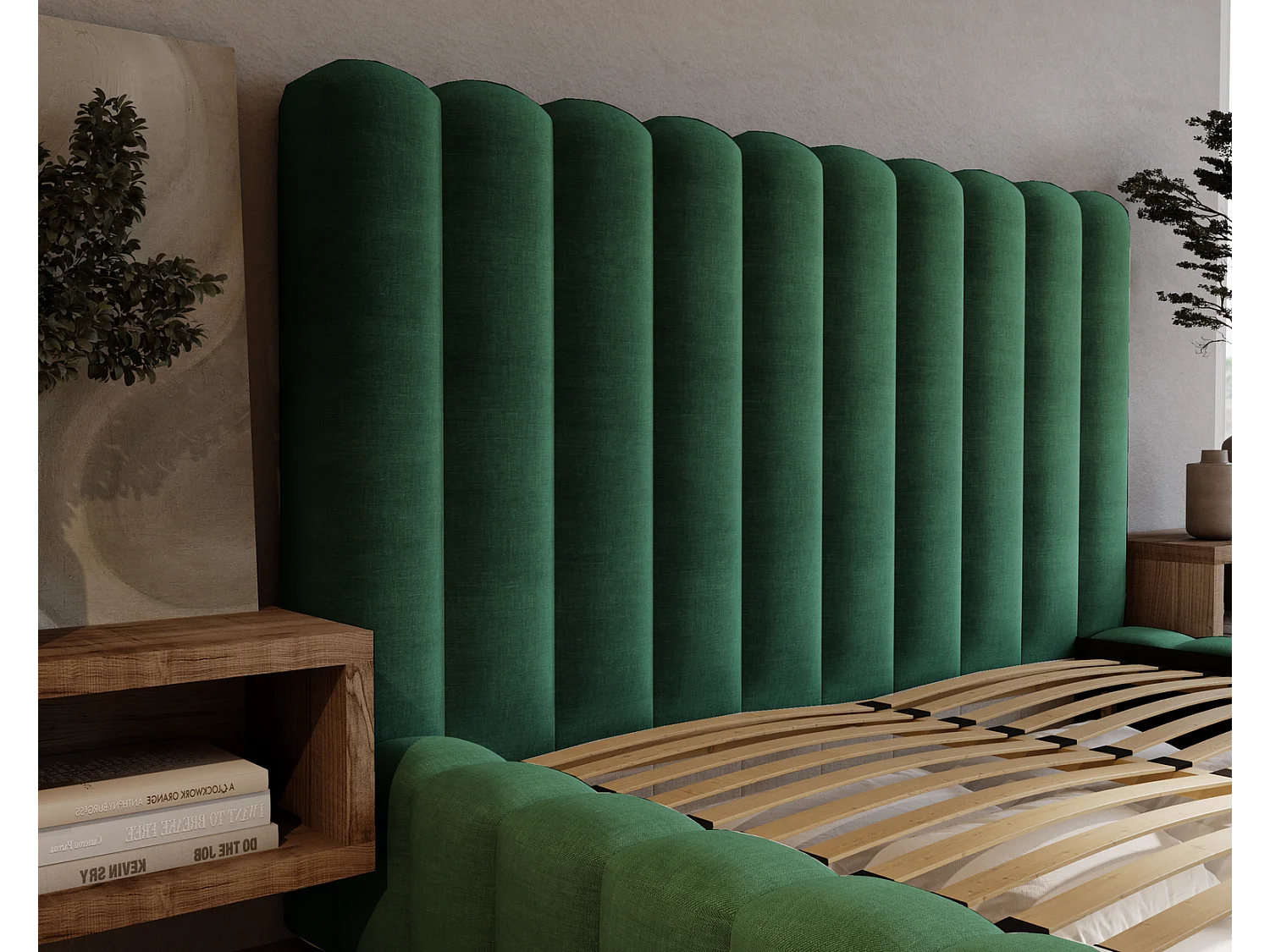 Emporius Gestoffeerd bed 180x200 cm Elise - bed 180 x 200 met opbergruimte, fluwelen Groen (Ikoo 13)