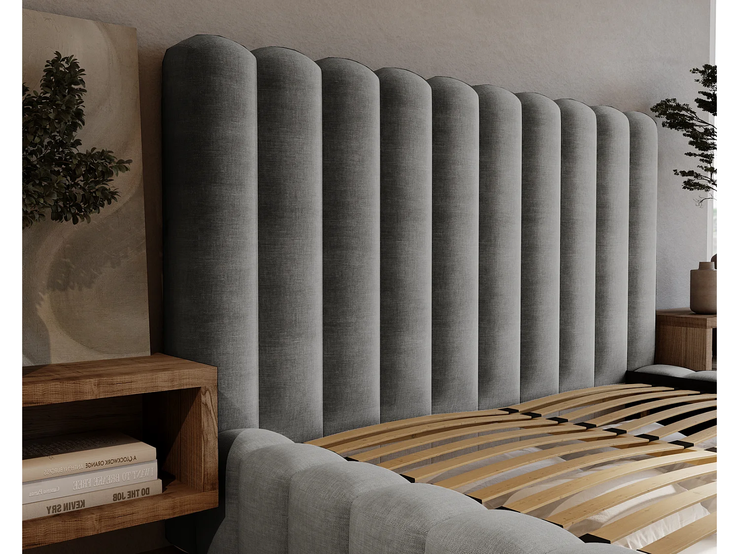 Emporius Gestoffeerd bed 160x200 cm Elise - bed 160 x 200 met opbergruimte, fluwelen Grijs (Ikoo 20)