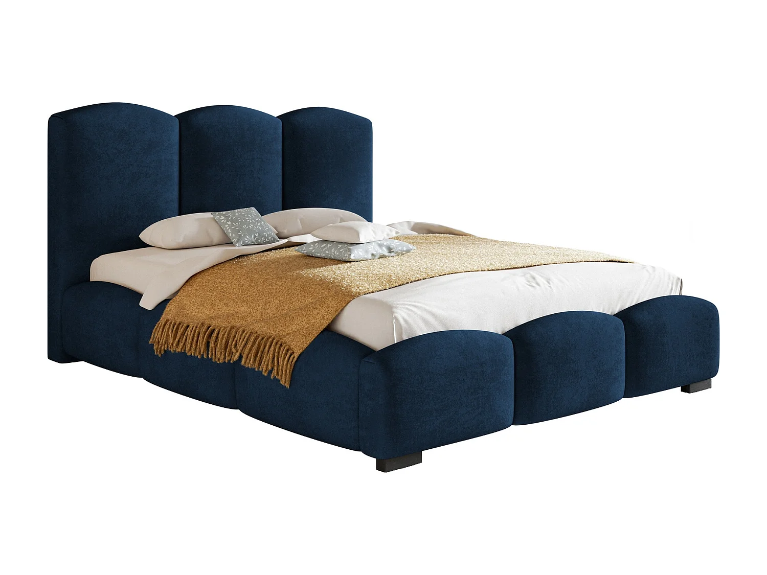 Emporius Polsterbett 160x200 Roma - Doppelbett mit Bettkasten - bett 160x200 Blau (Kronos 09)