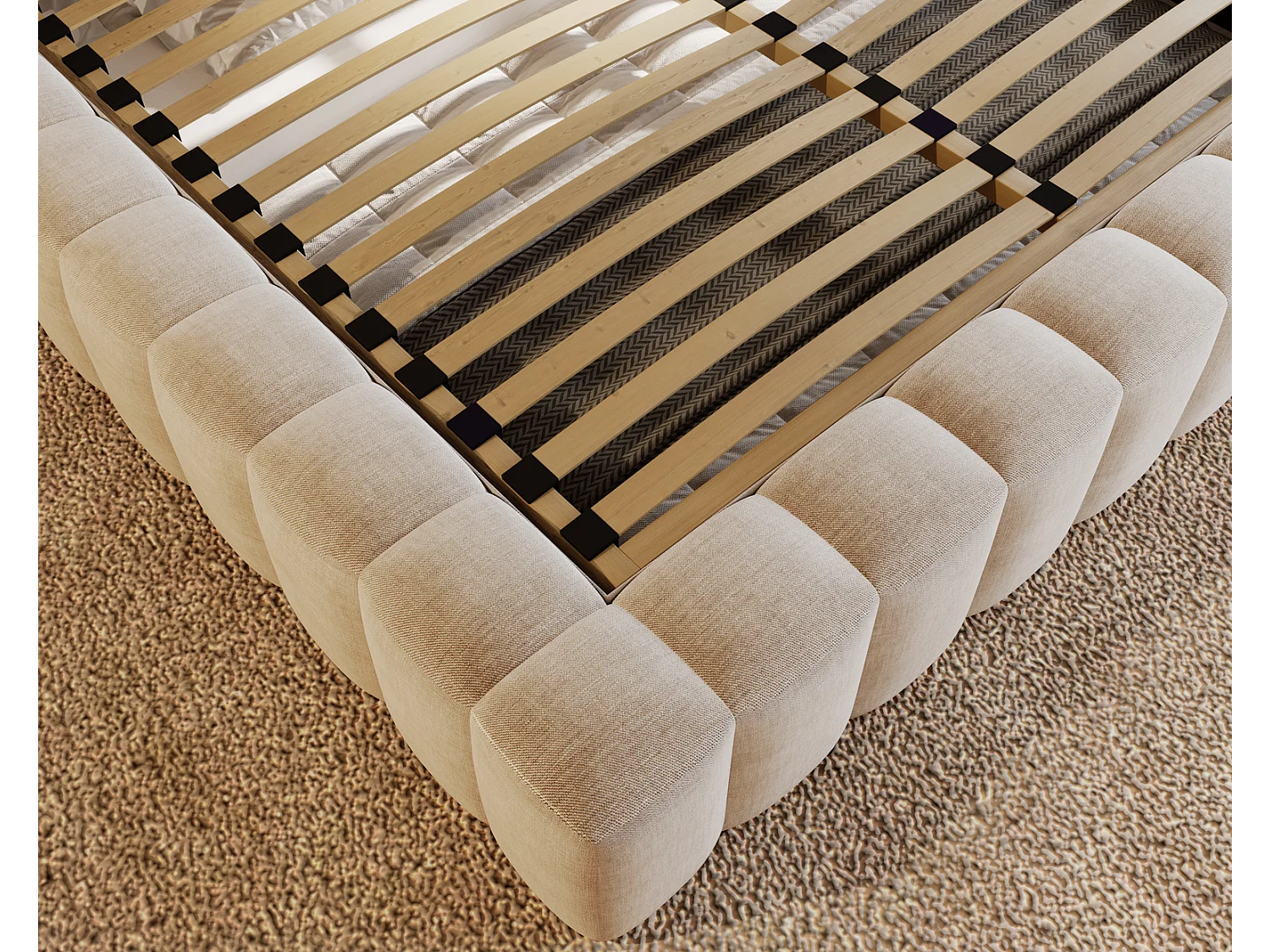 Emporius Gestoffeerd bed 180x200 cm Elise - bed 180 x 200 met opbergruimte, fluwelen Beige (Ikoo 1)