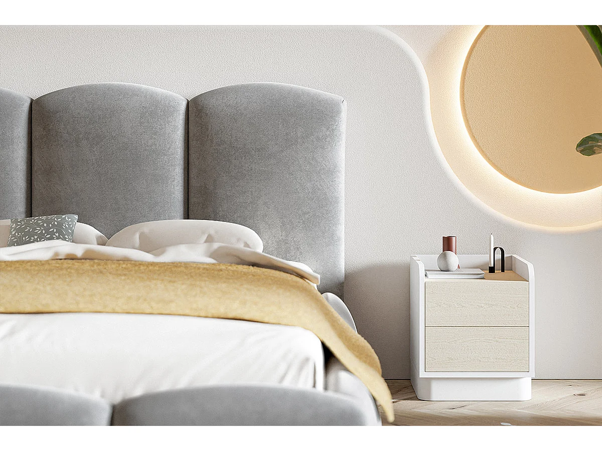 Emporius Gestoffeerd bed met opbergruimte 180x200 Roma - tweepersoonsbed 180 x 200, fluwelen Zwart (Amor Velvet 4322)