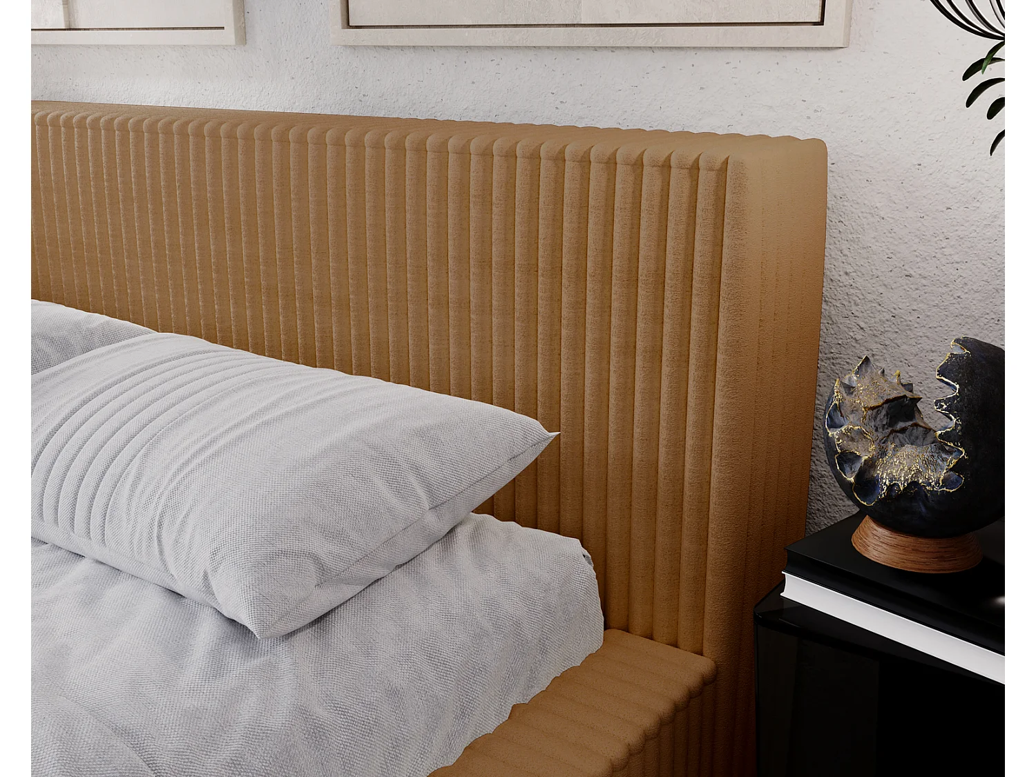 Emporius bed 140x200 met opbergruimte Buffy - Gestoffeerd bed 140 x 200, Oranje (Vito 44)