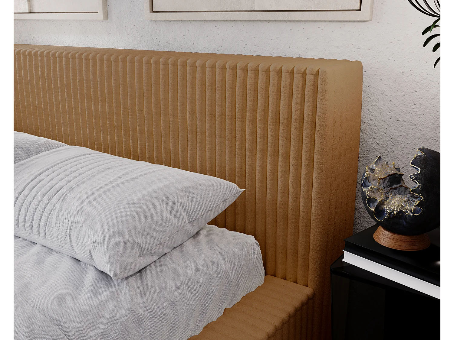 Emporius bed 140x200 met opbergruimte Buffy - Gestoffeerd bed 140 x 200, Oranje (Vito 44)