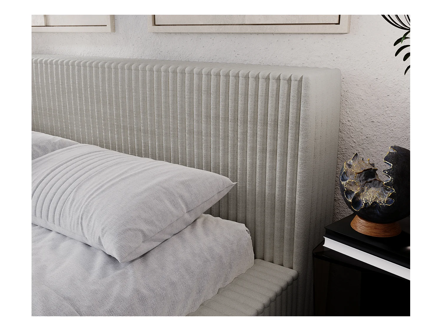 Emporius Doppelbett 200 x 200 Buffy - Polsterbett mit Dicker Schaum - Schlafzimmer, Bett 200x200 Hellgrau (Vito 07)