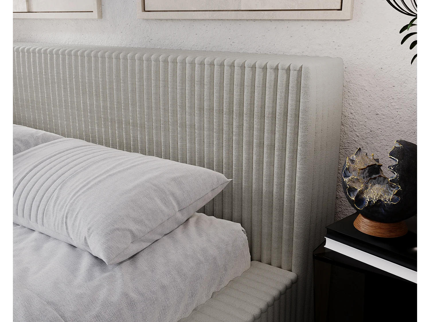 Emporius bed 200x200 met opbergruimte Buffy - Gestoffeerd bed 200 x 200, Lichtgrijs (Vito 07)