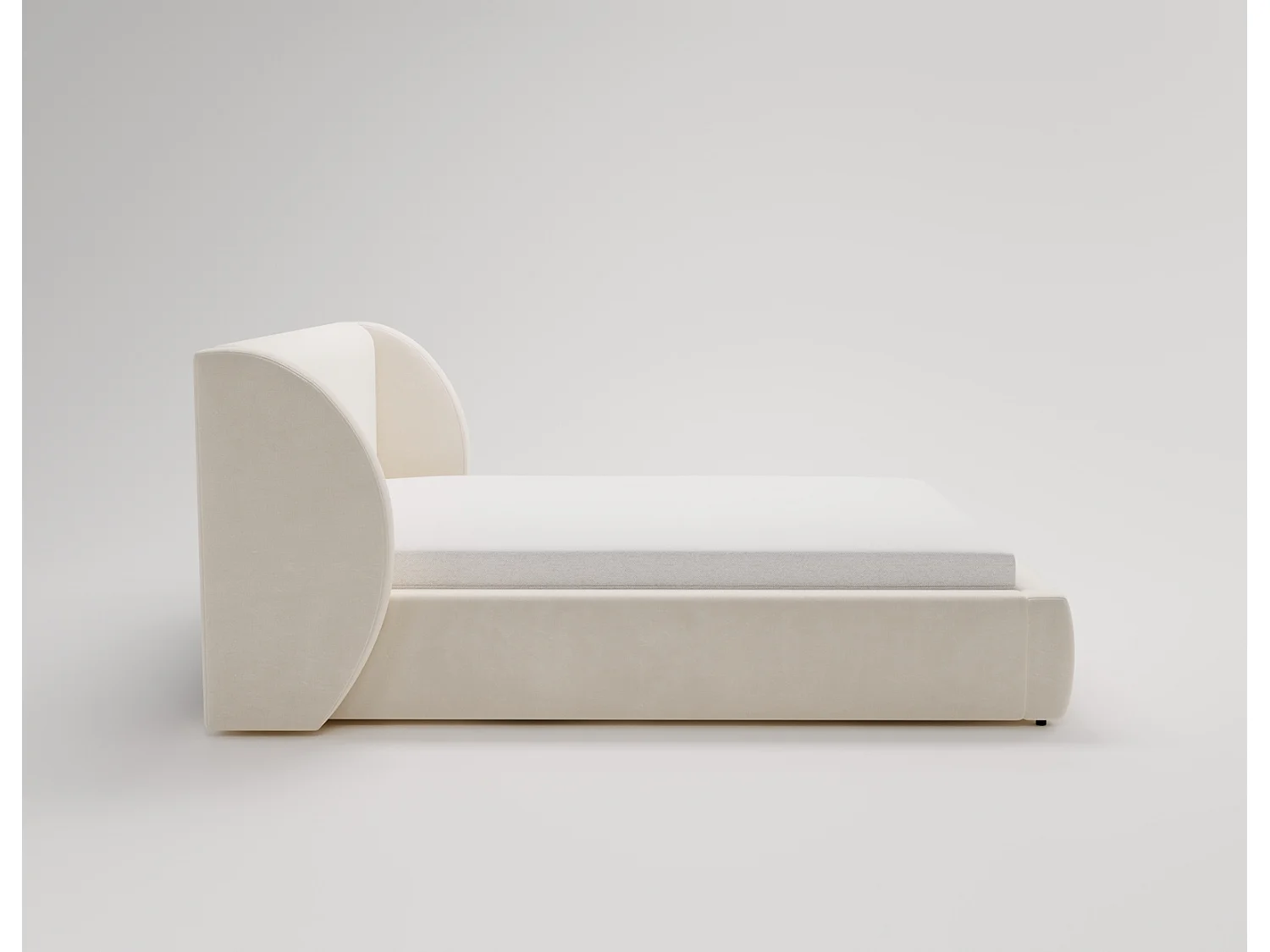 Emporius Lit double 180x200 Barcelona, Lit capitonné avec tête de lit arrondie, lit 180 x 200 Beige (Komodo 11)