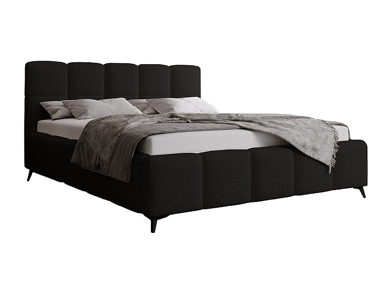 Lit double 160x200 Kastilo avec rangement en tissu bouclé, lit avec ...