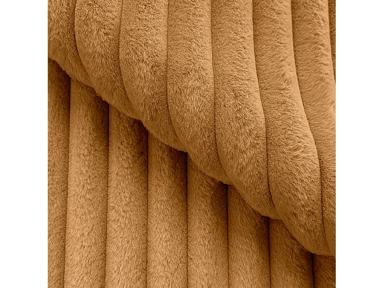 Emporius Lit avec cadre 160 x 200 Buffy - Lit capitonné avec Rangement, Tissu de fourrure, Orange (Vito 44)