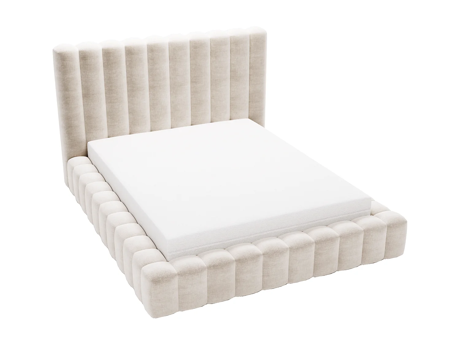 Emporius Gestoffeerd bed 140x200 cm Elise - bed 140 x 200 met opbergruimte, fluwelen Beige (Ikoo 1)