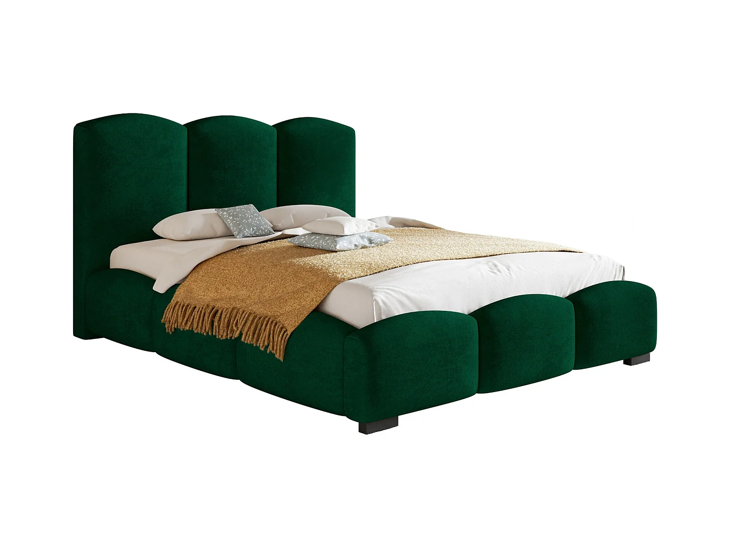 Emporius Polsterbett 140x200 Roma - Doppelbett mit Bettkasten - bett 140x200 Grün (Kronos 19)