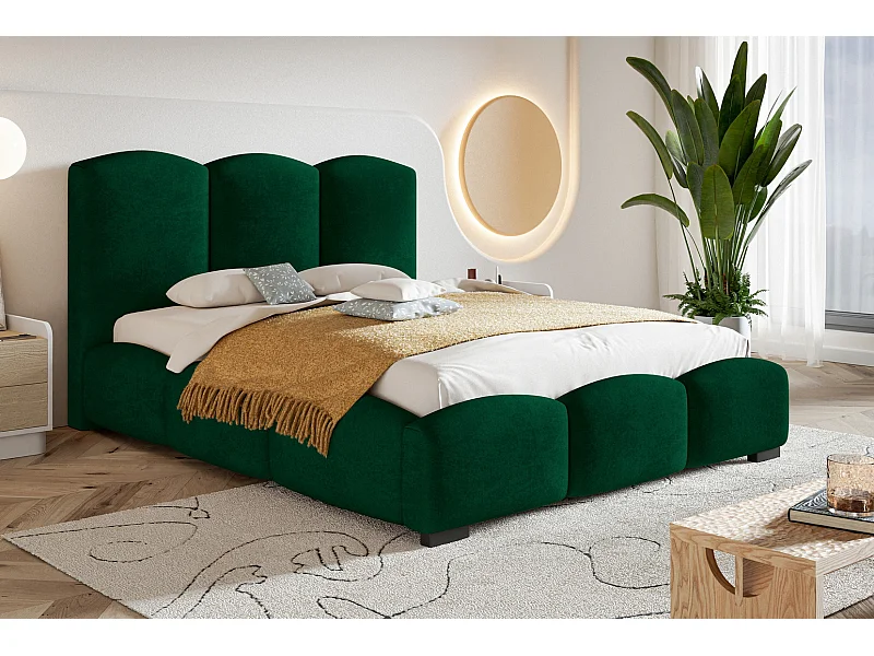 Emporius Polsterbett 200x200 Roma - Doppelbett mit Bettkasten - bett 200x200 Grün (Kronos 19)