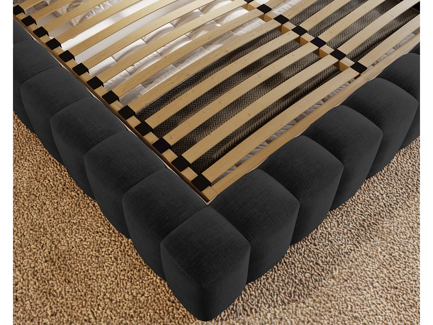 Emporius Gestoffeerd bed 140x200 cm Elise - bed 140 x 200 met opbergruimte, fluwelen Zwart (Ikoo 22)