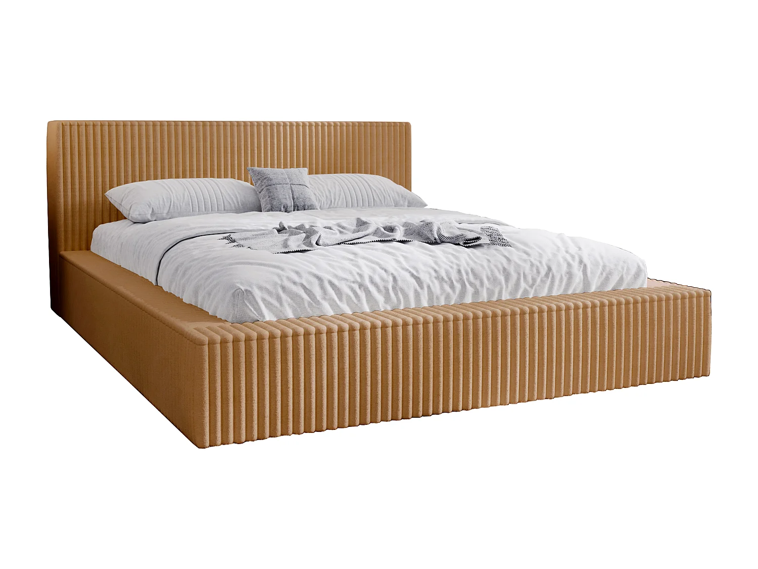Emporius Doppelbett 200 x 200 Buffy - Polsterbett mit Dicker Schaum - Schlafzimmer, Bett 200x200 Orange (Vito 44)
