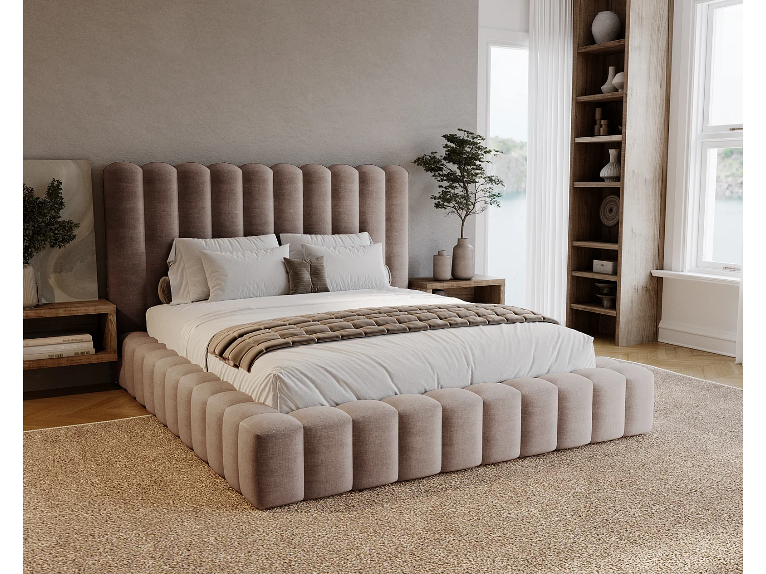 Emporius Gestoffeerd bed 160x200 cm Elise - bed 160 x 200 met opbergruimte, fluwelen Bruin (Ikoo 3)