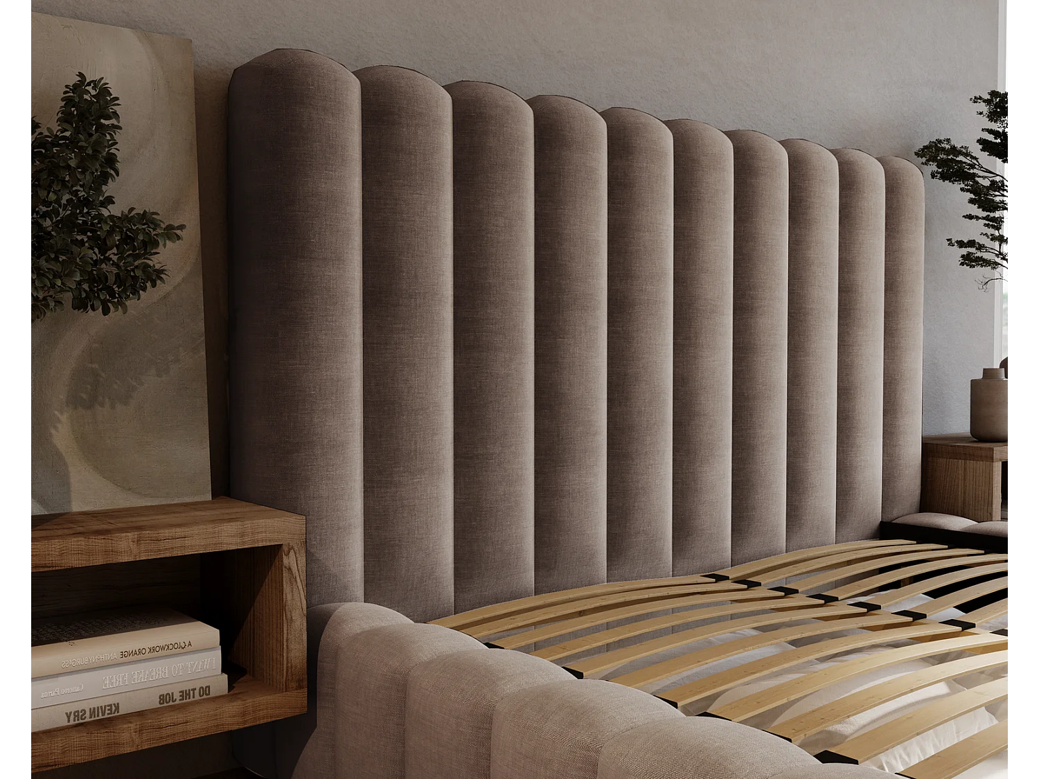 Emporius Gestoffeerd bed 160x200 cm Elise - bed 160 x 200 met opbergruimte, fluwelen Bruin (Ikoo 3)