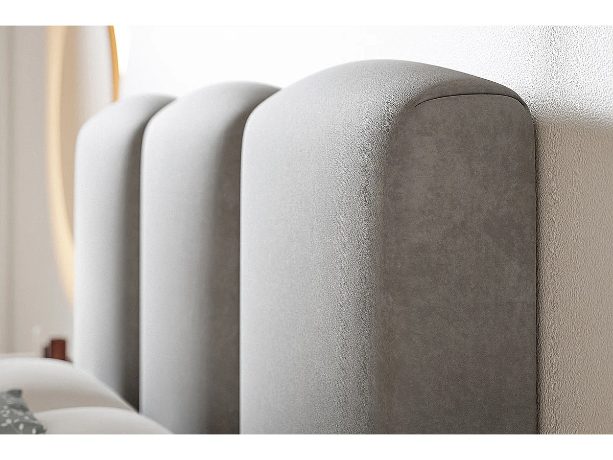 Emporius Polsterbett 160x200 Roma - Doppelbett mit Bettkasten - bett 160x200 Hellgrau (Jasmine 90)