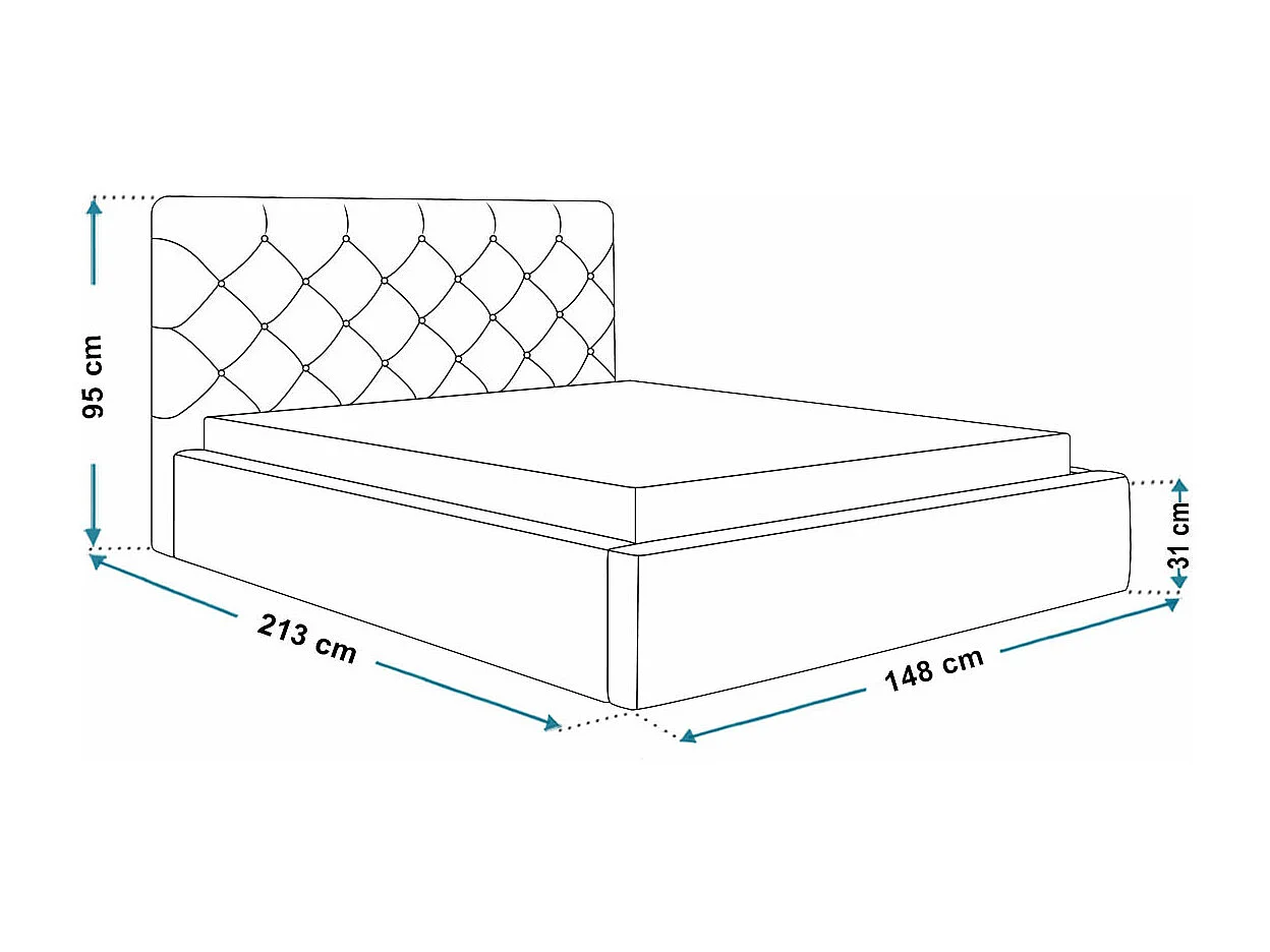 Emporius Gestoffeerd bed 140x200 Molly - opbergruimte en bedlade - bed 140x200 Zwart (Amor Velvet 4322)