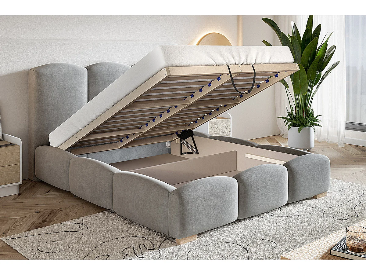 Emporius Polsterbett 160x200 Roma - Doppelbett mit Bettkasten - bett 160x200 Grün (Kronos 19)