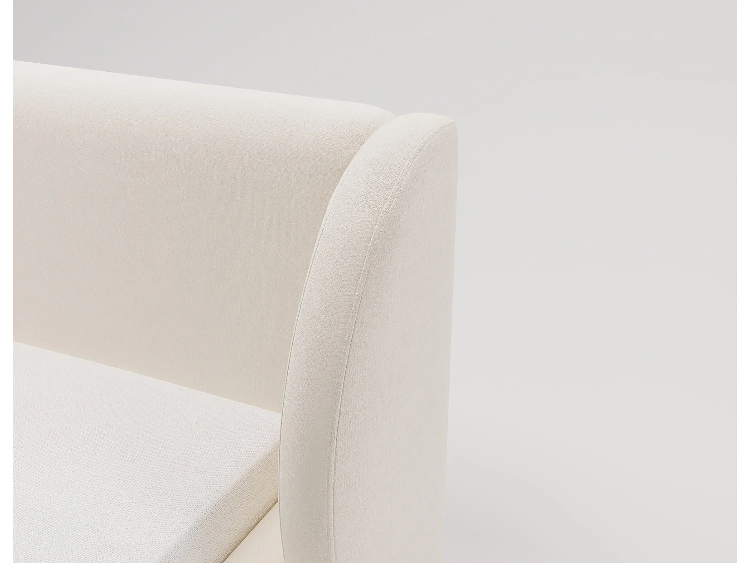 Emporius Lit double 160x200 Barcelona, Lit capitonné avec tête de lit arrondie, lit 160 x 200 Beige (Komodo 11)