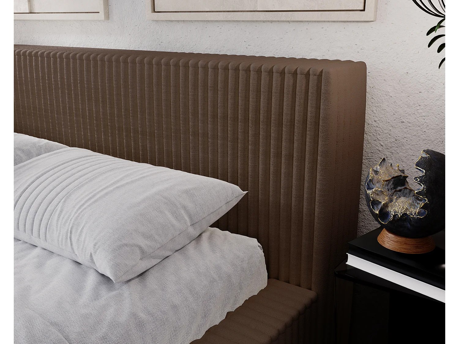 Emporius bed 180x200 met opbergruimte Buffy - Gestoffeerd bed 180 x 200, Bruin (Vito 45)