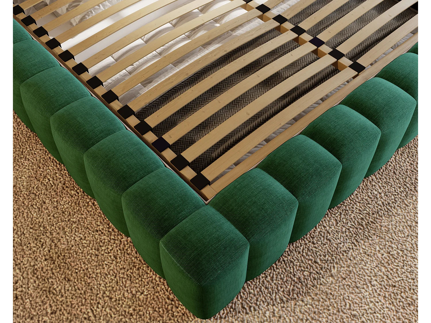 Emporius Gestoffeerd bed 140x200 cm Elise - bed 140 x 200 met opbergruimte, fluwelen Groen (Ikoo 13)