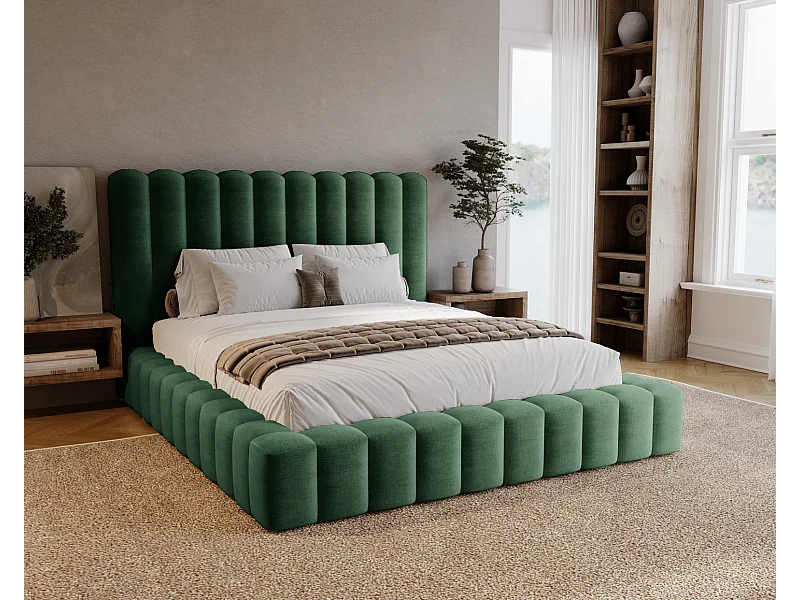 Emporius Gestoffeerd bed 140x200 cm Elise - bed 140 x 200 met opbergruimte, fluwelen Groen (Ikoo 13)