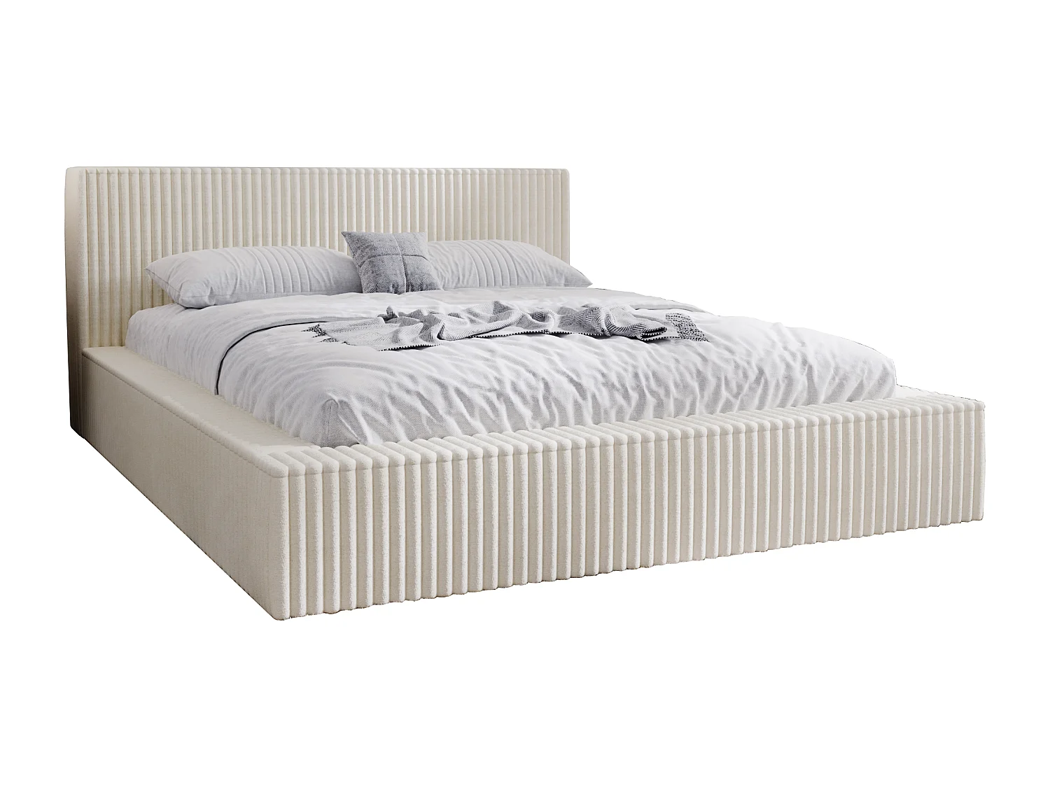 Emporius Doppelbett 200 x 200 Buffy - Polsterbett mit Dicker Schaum - Schlafzimmer, Bett 200x200 Beige (Vito 23)
