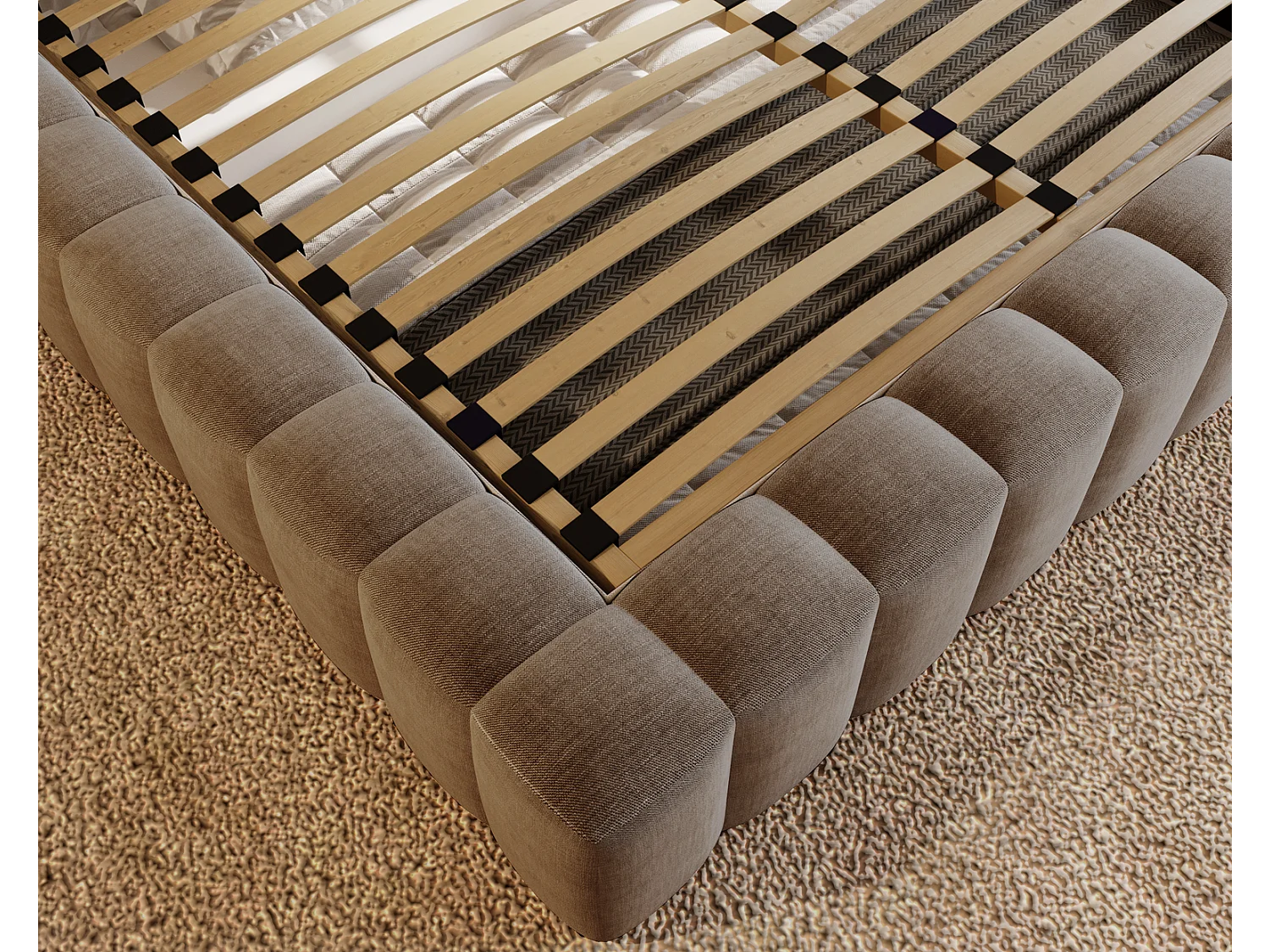 Emporius Gestoffeerd bed 140x200 cm Elise - bed 140 x 200 met opbergruimte, fluwelen Bruin (Ikoo 3)