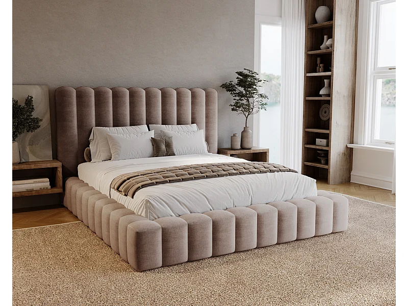 Emporius Gestoffeerd bed 140x200 cm Elise - bed 140 x 200 met opbergruimte, fluwelen Bruin (Ikoo 3)