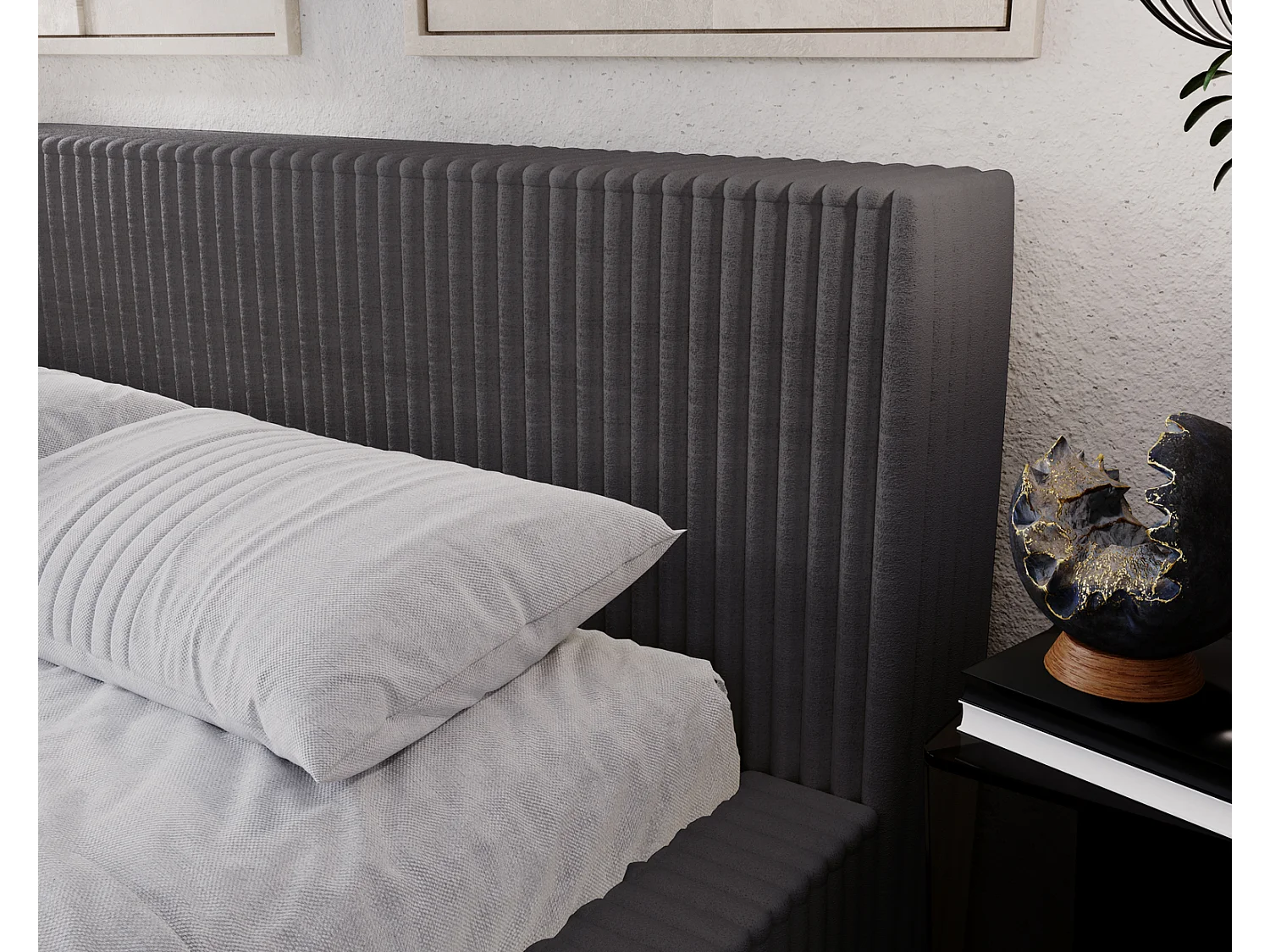 Emporius Doppelbett 200 x 200 Buffy - Polsterbett mit Dicker Schaum - Schlafzimmer, Bett 200x200 Dunkelgrau (Vito 18)