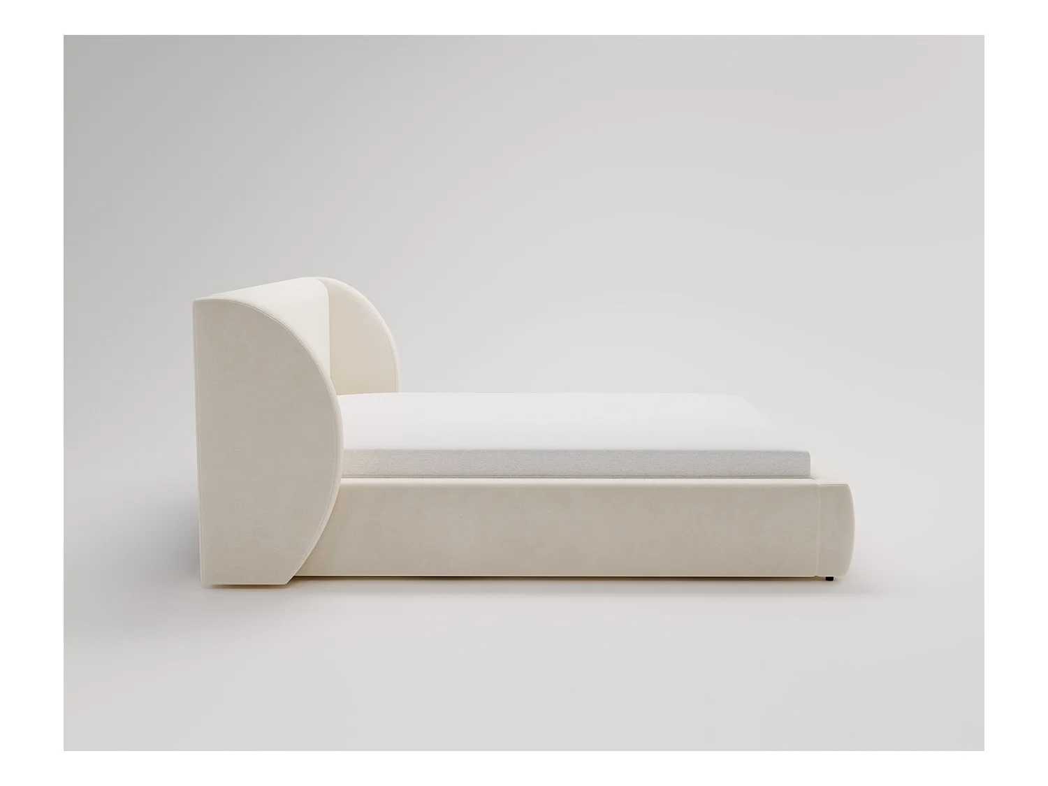 Emporius Lit double 160x200 Barcelona, Lit capitonné avec tête de lit arrondie, lit 160 x 200 Noir (Komodo 23)