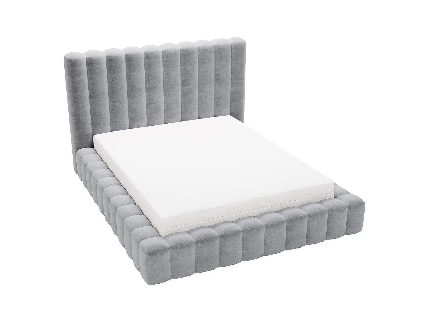 Emporius Lit double 160 x 200 Elise - Lit capitonné avec cadre, Rangement, Gris clair (Ikoo 19)